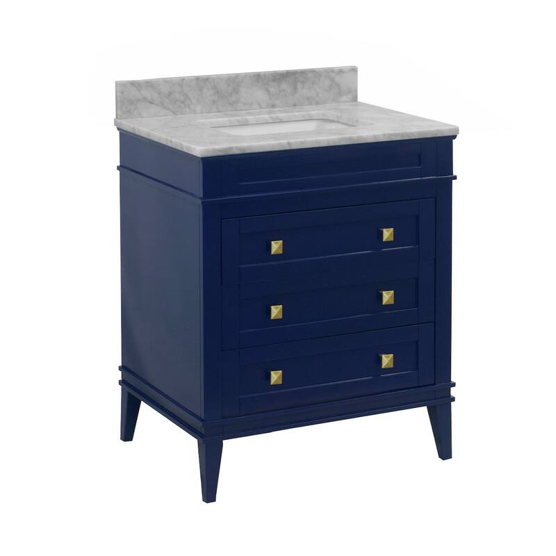 KitchenBathCollection Eleanor 30" Bathroom Vanity with Carrara Marble Top