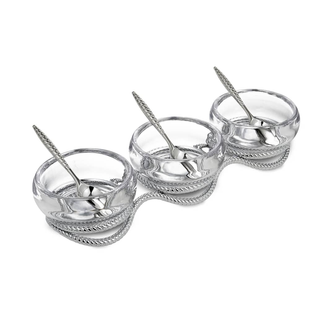 Nambe Braid Triple Condiment Set with Spoons