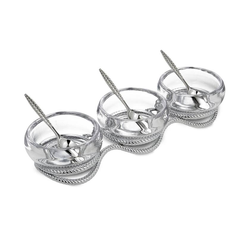 Nambe Braid Triple Condiment Set with Spoons