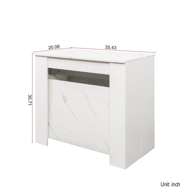 Roomfitters White Extendable Console Table, Multifunctional Convertible Dining Table and Desk up to 118"