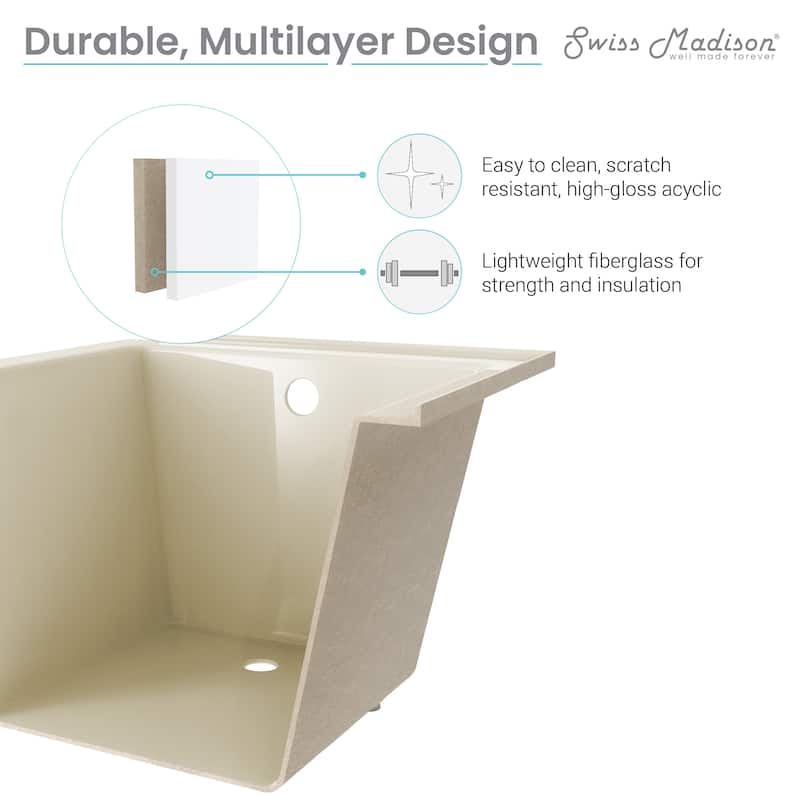Lausanne 48" X 32" Right-Hand Drain Alcove Bathtub In Bisque - 32x48 Right