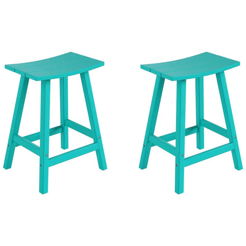Polytrends Laguna Hdpe All Weather Outdoor Patio 24" Saddle Seat Counter Stool (Set Of 2)