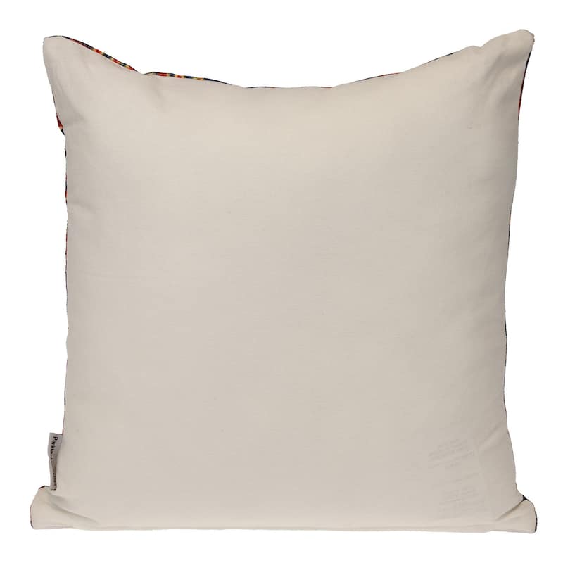 18" Blue and Red Cotton Throw Pillow