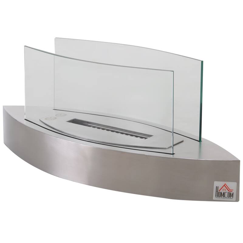 HOMCOM Tabletop Fire Pit Bowl Centerpiece Table Decoration with Glass Walls - N/A