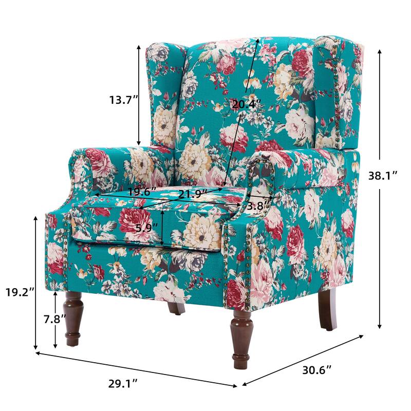 Patterned Upholstered Accent Chair for Living Room