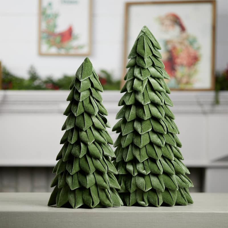 Cone Shaped Pine Christmas Tree Decoration - 19.5" - Set of 2