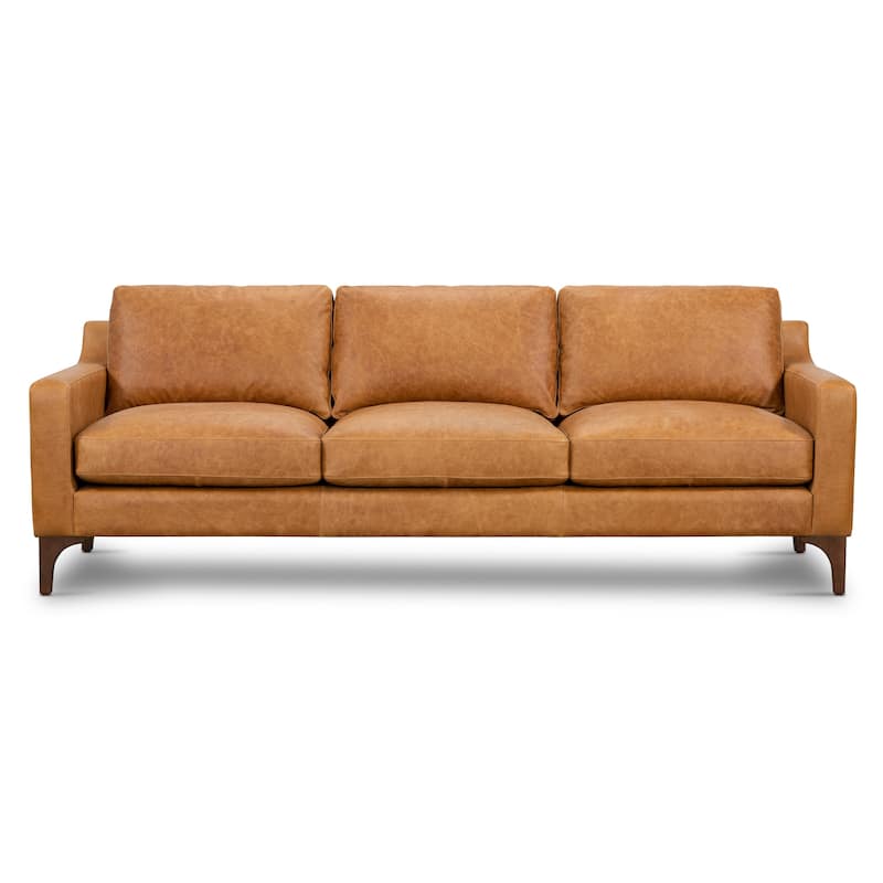 Poly & Bark Sorrento Sofa - Full Grain Genuine Italian Leather - Cognac Tan