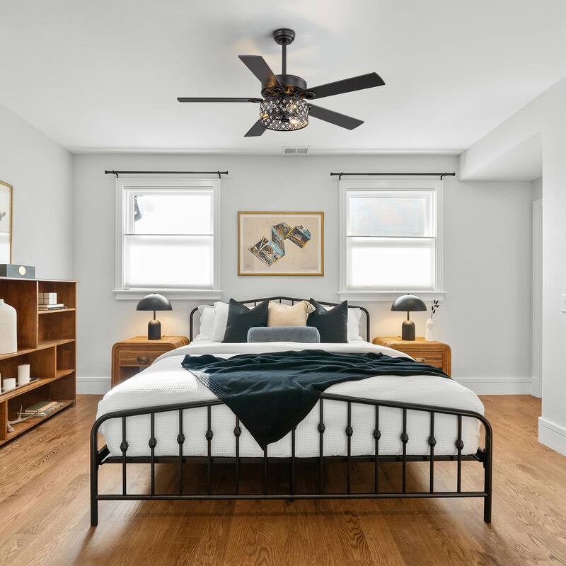 52-inch Reversible 5-Blade Crystal Ceiling Fan with Light and Remote