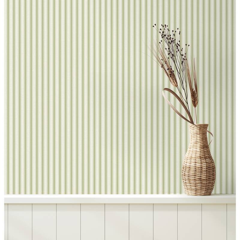 Fine Decor Chirico Green Ticking Stripe Wallpaper
