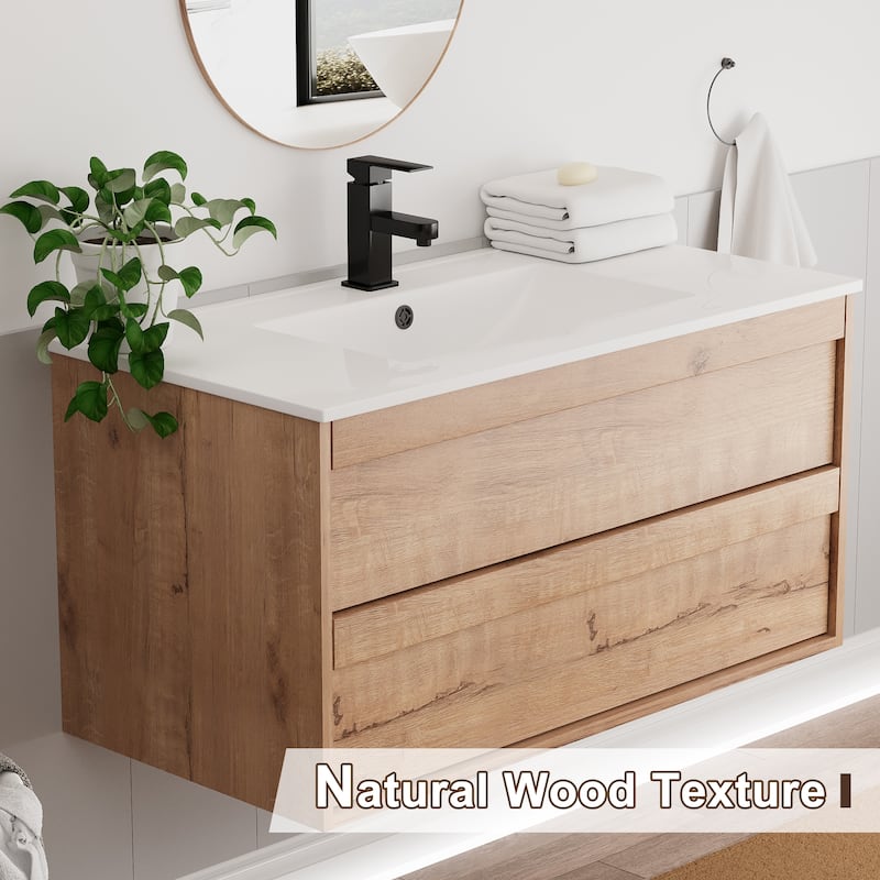 Wall Mounted Bathroom Vanity Sink Combo Cabinet Vanity Set