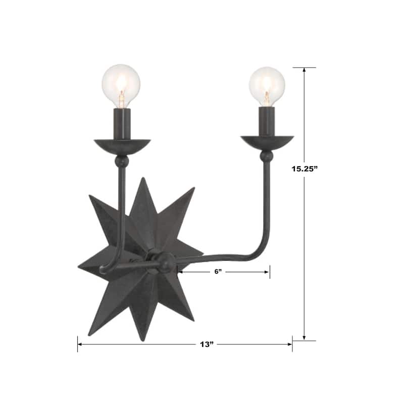 Astro 2 Light Black Wall Mount - 13"W x 15.25"H x 6"D