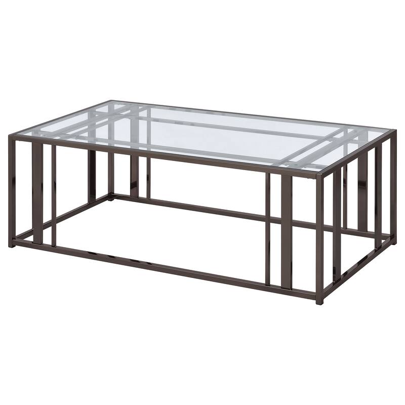 Adri Rectangular Glass Top Metal Frame Coffee Table
