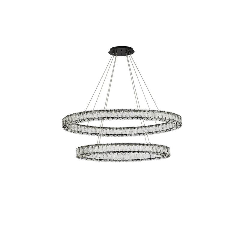 Indigo Home 40 inch LED oval double ring pendant in black