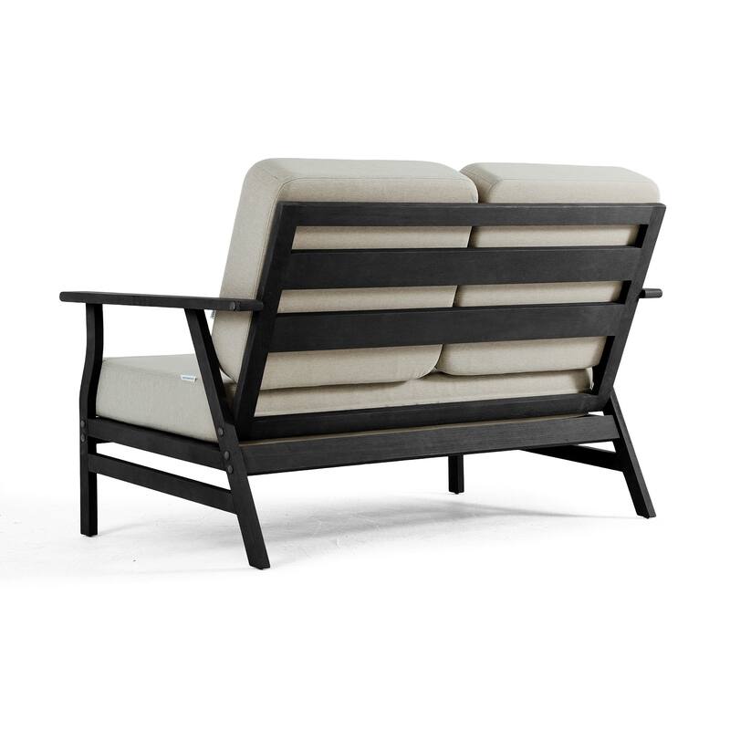 Casual Wood Cushioned 5-Piece Outdoor Patio Conversation Set