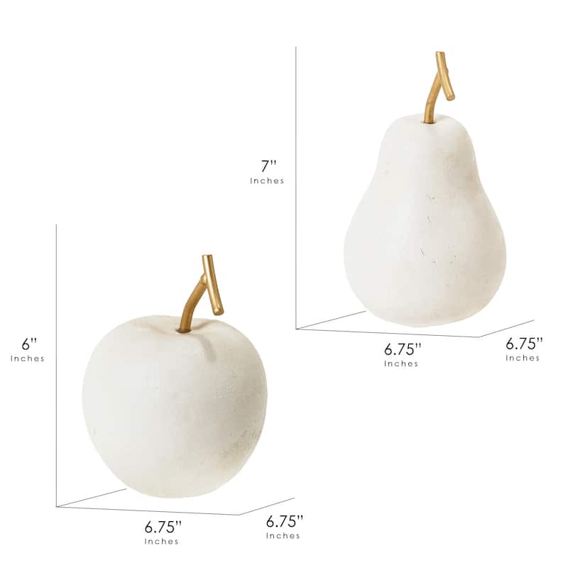 Cream White Fruit Table Top Apple And Pear, Set of 2