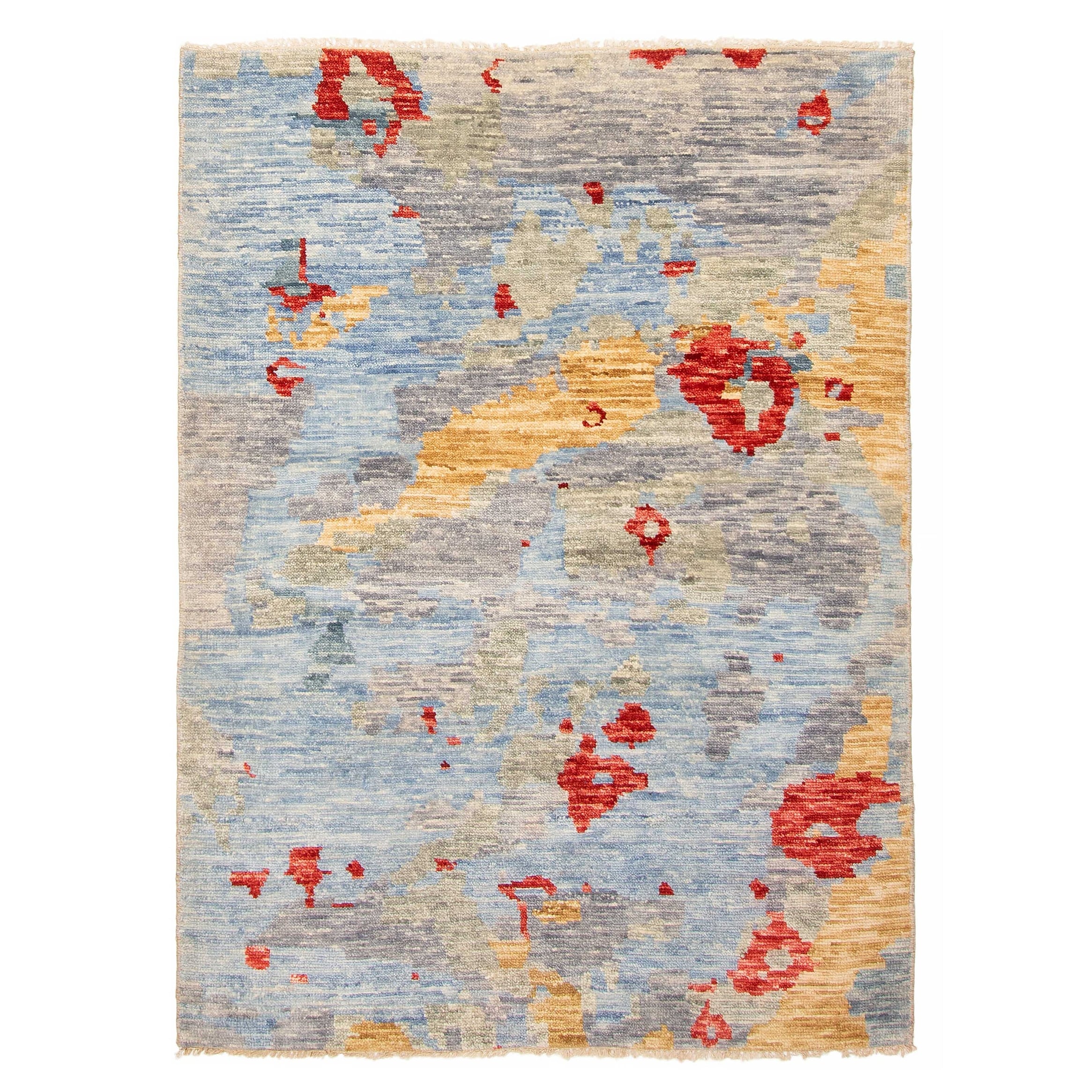 ECARPETGALLERY Hand-knotted Mystique Light Blue Wool Rug - 4'8 x 6'4
