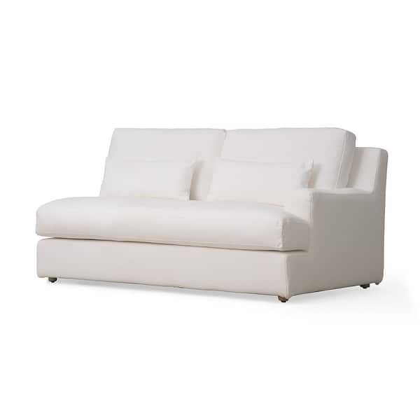 Tamworth Linen Indoor Modern Arm Sofa Double Seat White 73" W x 41" D x 32" H Bed Bath