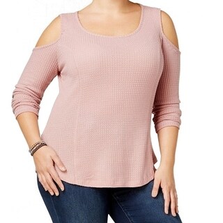 Shop No Comment Pink Women S Size 1x Plus Cold Shoulder Texture