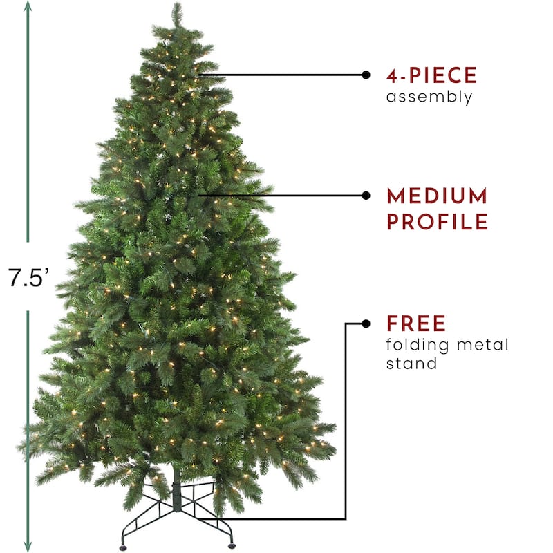 7.5' Medium Mixed Scotch Pine Artificial Christmas Tree - Clear Lights - 7.5 Foot