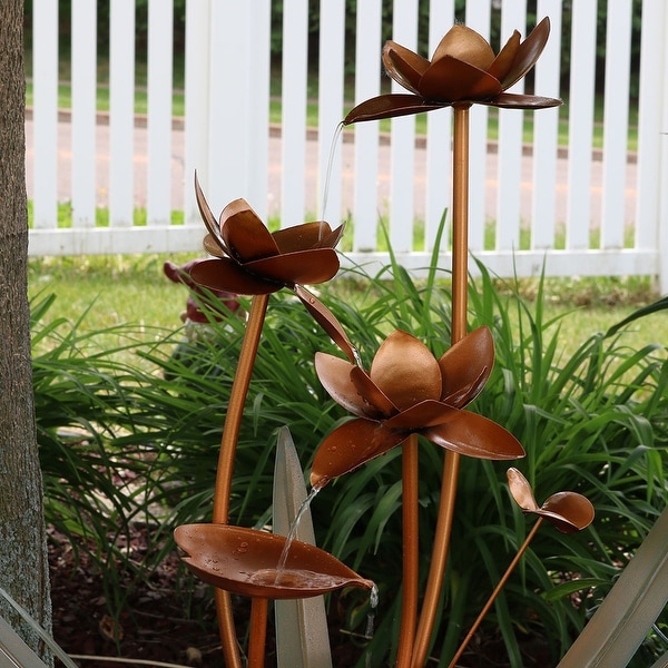 Copper Flower Blossoms Outdoor Water Fountain 28