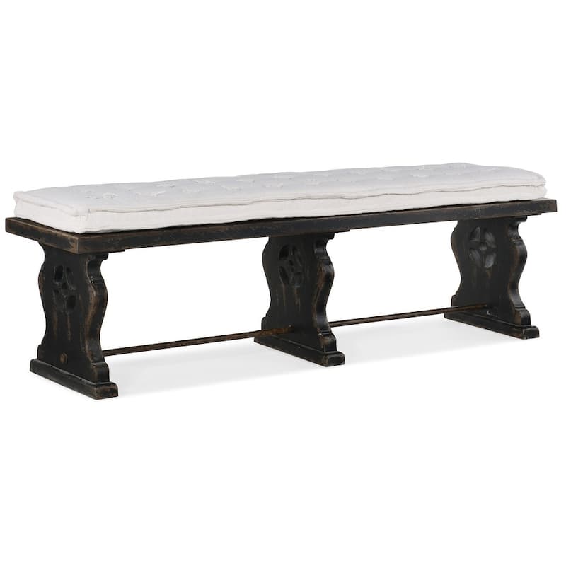 Hooker Furniture Ciao Bella 72" Vintage Bench with Harp Shaped Legs - Distressed Black