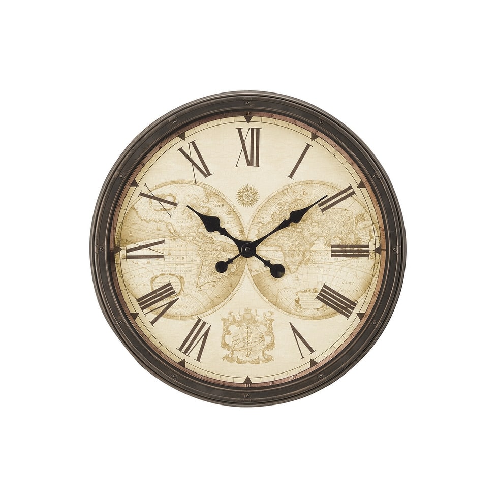 20 in with Roman Numeral Brown Wall Clock - 20 in