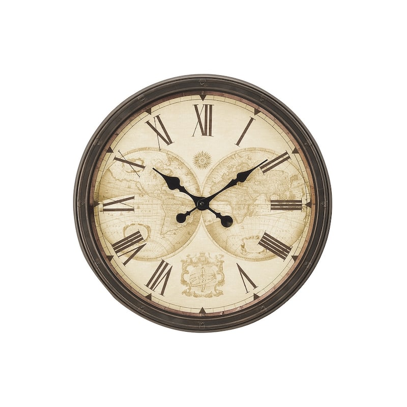 20 in with Roman Numeral Brown Wall Clock - 20 in