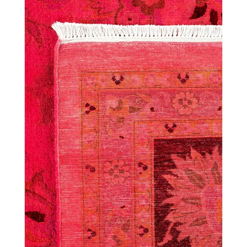 Overton Hand Knotted Wool Vintage Inspired Modern Contemporary Overdyed Pink Area Rug - 9' 2" x 12' 4"