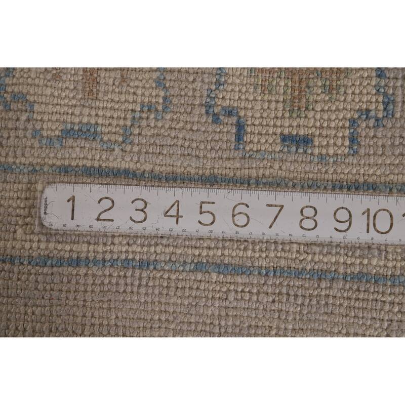 Hand Knotted Oriental 100% Wool Carpet Transitional Geometric Greys & Charcoal Oushak Area Rug - 12' 2'' X 9' 4''
