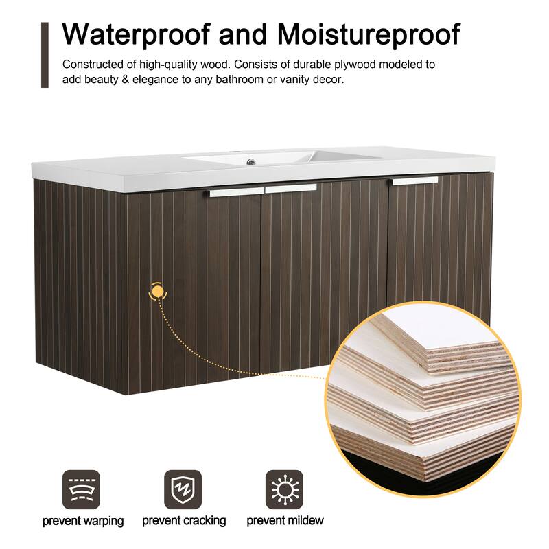 Malwee 24"/30"/36"/48" Bathroom Vanity with Sink, Floating Bathroom Vanity with Soft Close Door