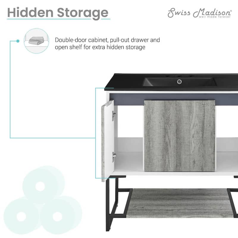 Swiss Madison SM-BV143-3MB Marseille 37" Free Standing Single Basin