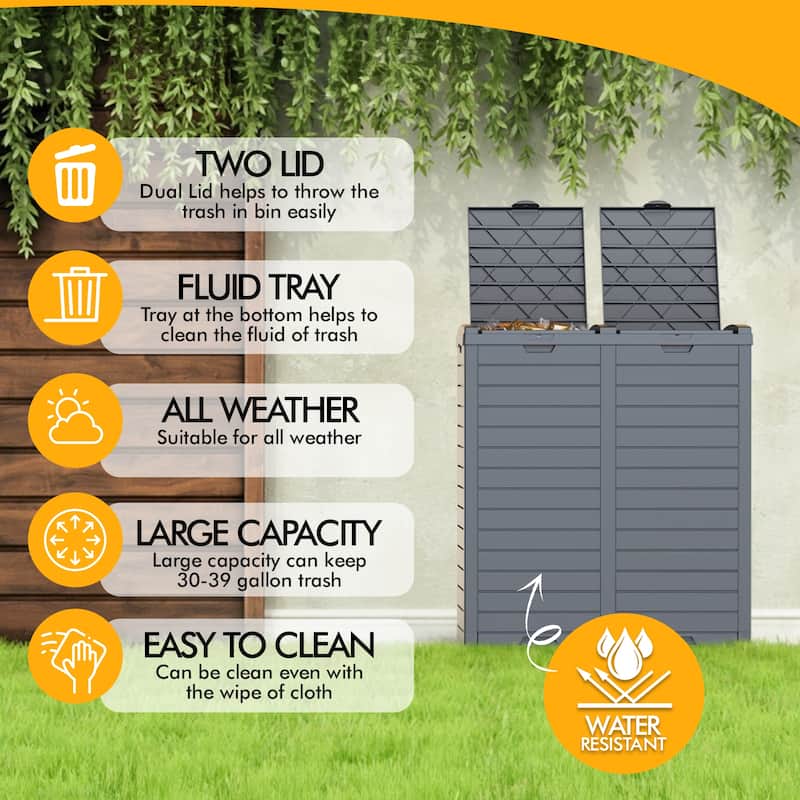 62 Gal. Outdoor Patio Trash Can Deck Box