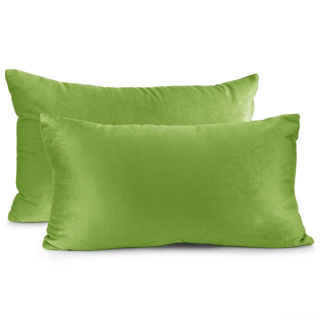 Porch & Den Cosner Microfiber Velvet Throw Pillow Covers (Set of 2) - 12" x 20" - Garden Green