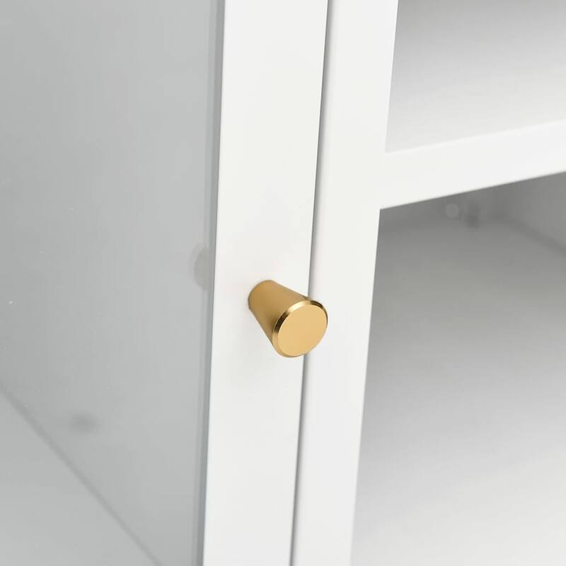 vidaXL TV Cabinet White 41.3"x13.7"x20.4" Steel and Glass - 41.3" x 13.7" x 20.4" - 41.3" x 13.7" x 20.4"