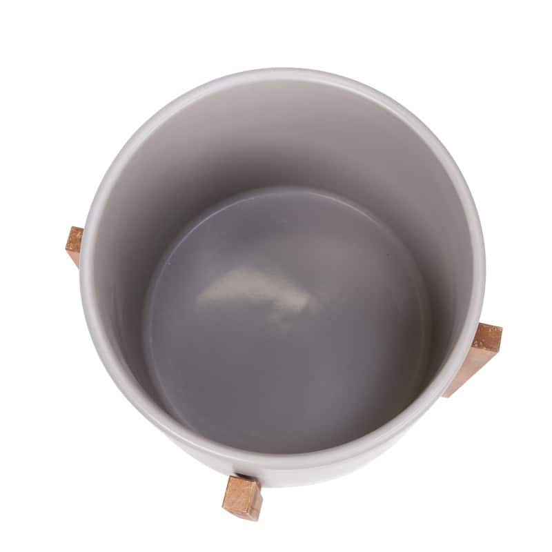 Liam Modern Ceramic Planter with Wood Legs