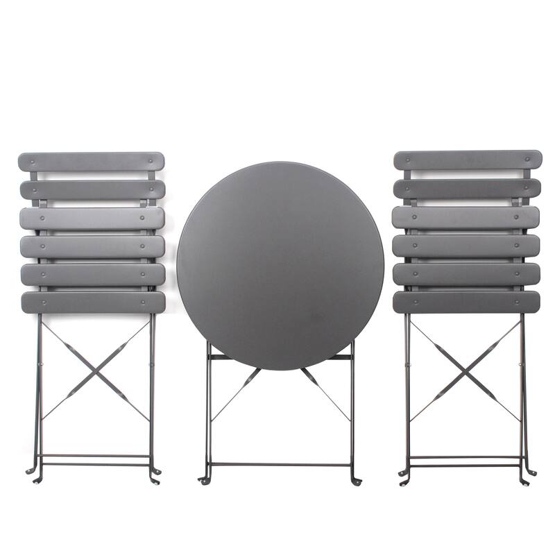 3 Pieces Patio Bistro Balcony Metail Chair Table - Chair:16.5"L * 18.1"W * 32.6"H