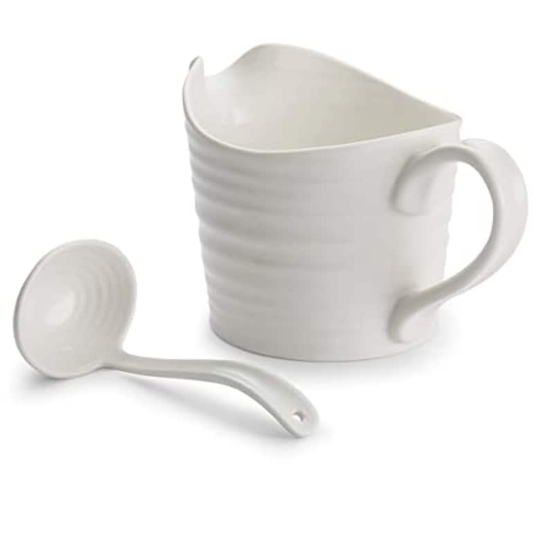 Portmeirion Sophie Conran White Mini Sauce Jug and Ladle Set - 1 Pt