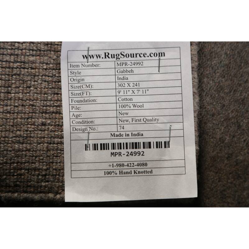 Tribal Gabbeh Indian Area Rug Handmade Grey Wool Carpet - 7'11" x 9'11"