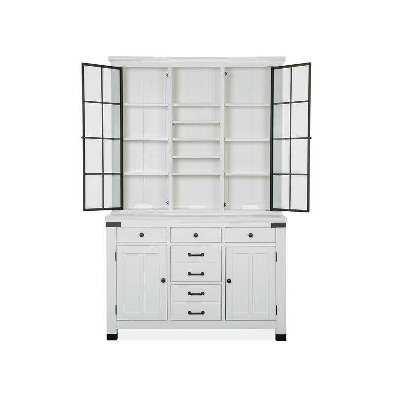 Magnussen Home Harper Springs Silo White Server With Hutch - 54''W x 18''D x 86.5''H