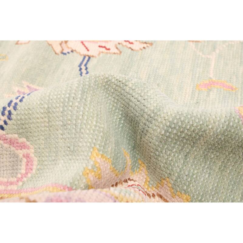 ECARPETGALLERY Hand-knotted Modern Oushak Light Green Wool Rug - 7'11 x 10'1