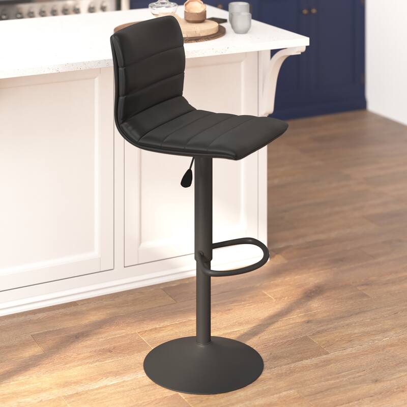 Modern Vinyl Stitch Back Adjustable Height Barstool - 16"W x 19"D x 35" - 44"H