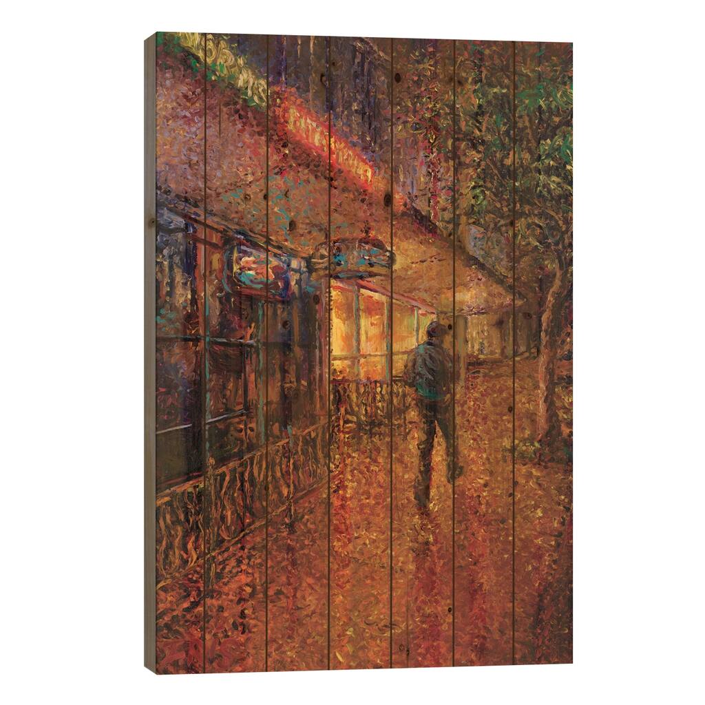 Norm's Dog Bar Print On Wood by Iris Scott - Multi-Color