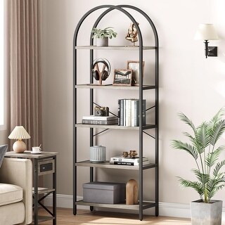 5 Tier Arched Metal Bookshelf for Modern Living Room, Bedroom, or Home ...