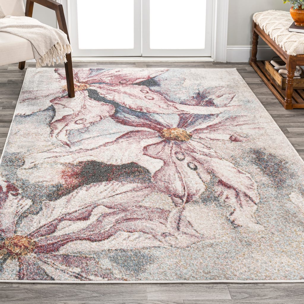 JONATHAN Y Balansat Modern Abstract Muted Flowers Area Rug
