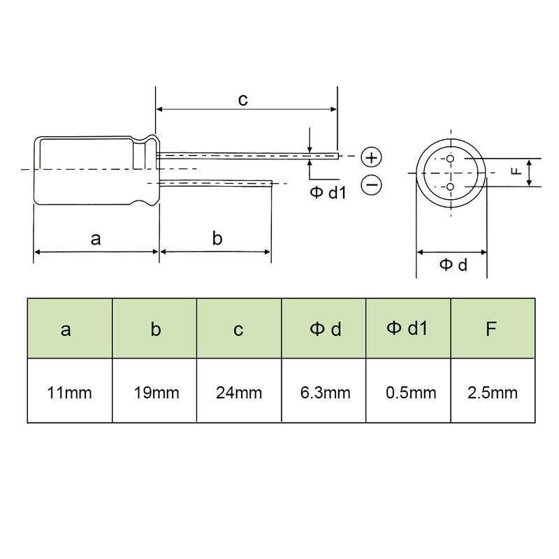 Aluminum Radial Electrolytic Capacitor Low ESR Green 220uF 16V 6.3x11mm 50pcs - 220uF 16V 6.3x11 50pcs