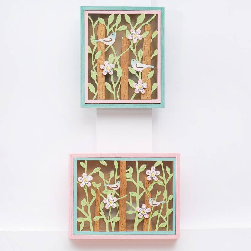 Songbird Shadowbox Spring Light-Up LED S/2 - Set of 2