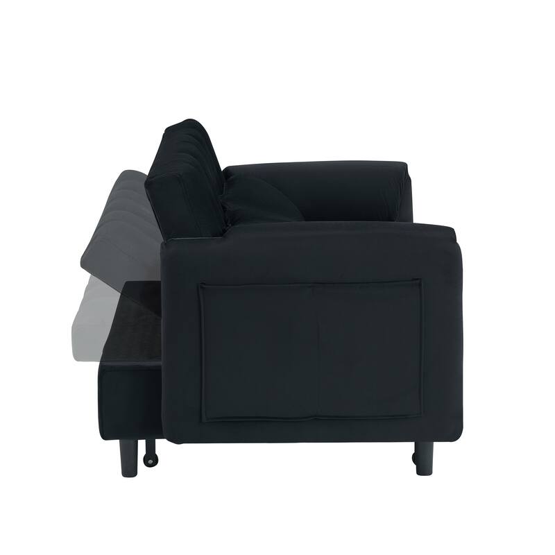 Modern Velvet Sofa, Sofa Pull-Out Bed, Small Love Seat Casual Sofa With Back, Pillow, Pockets, 3 In 1 Convertible Sleep Sofa Bed