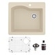 preview thumbnail 46 of 59, Karran Drop-In Quartz Composite 25 in. Single Bowl Kitchen Sink Kit Bisque