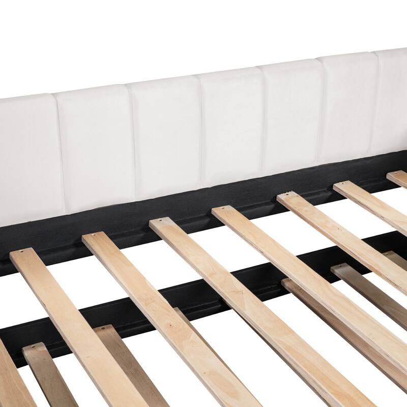 Twin Upholstered Daybed with Ergonomic Backrest and Roll-Out Trundle, Ideal for Small Apartments and Guest Rooms