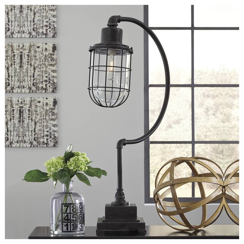 Jae Antique Black 33 Inch Metal Desk Lamp - Black